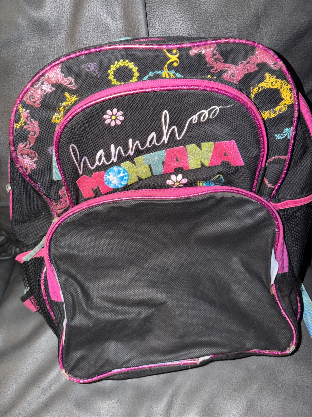 Hannah Montana Miley Cyrus Disney Kids Backpack - Black with Pink Accents